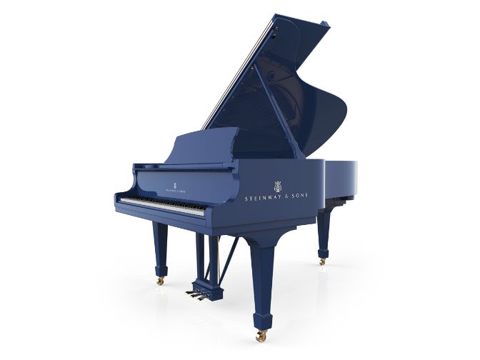 Blue shop grand piano